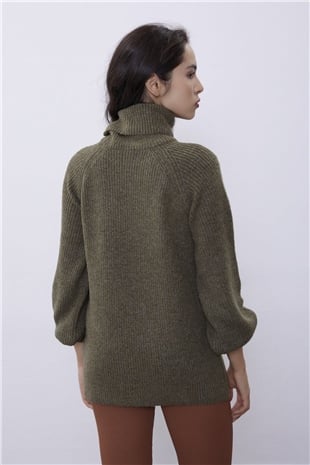 KKhaki Turtleneck Oversize Knit Tunic SWK4299HK