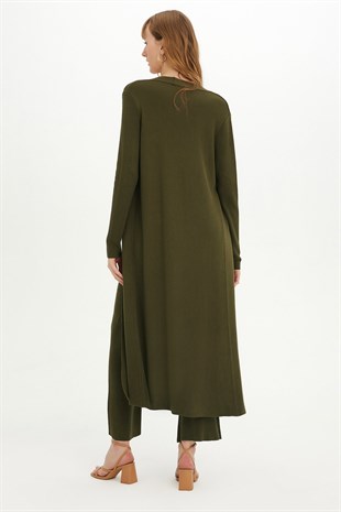 Sherin Woman KKhaki Strapless Top-Cardigan-Pants Three Pieces Knit Set SWTK4321-22-23HK