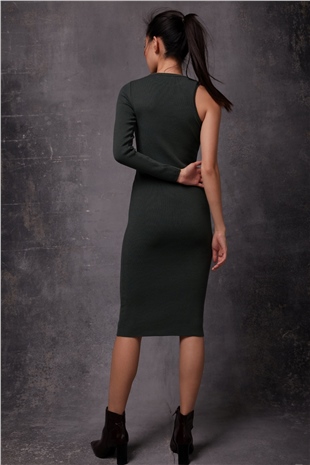 KKhaki One Shoulder Knit Dress SWD4475HK