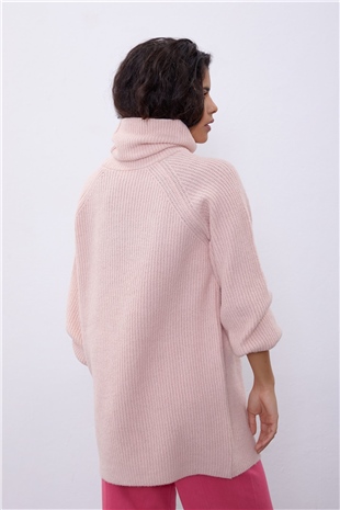  Pink Turtleneck Oversize Knit Tunic SWK4299PE