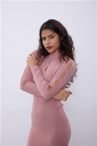  Pink Drop-Cut Knit Dress SWD4465PE