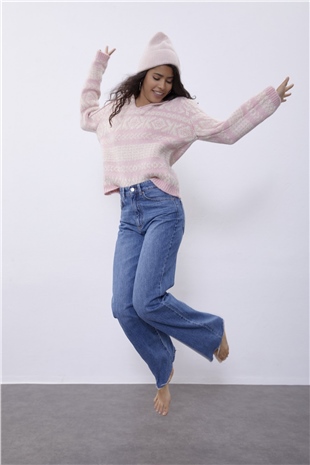  Pink Hooded Knit Sweater SWK4326PE