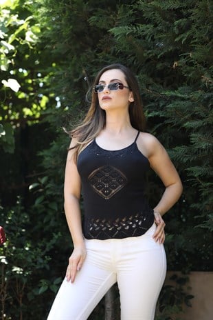 SHERIN Woman Black Halter-Neck Knit Top SWA2017Sİ