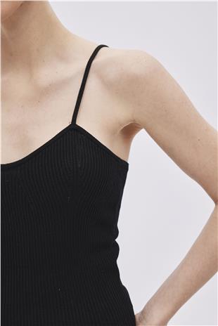 Black With Straps Knitwear Singlet