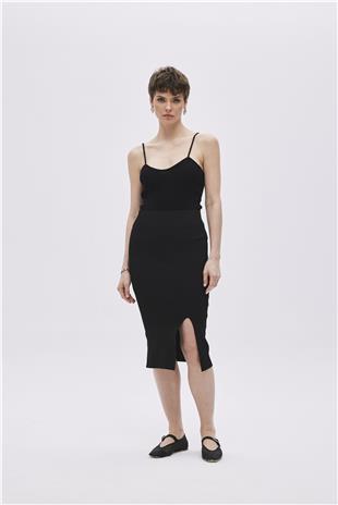 Black With Straps Knitwear Singlet