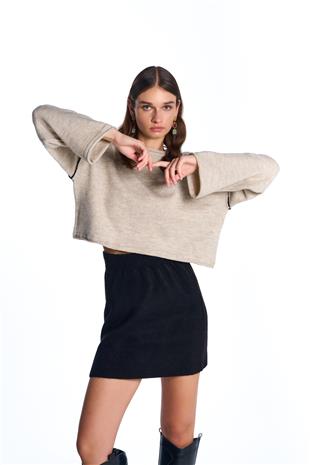 Siyah Basic Triko Etek