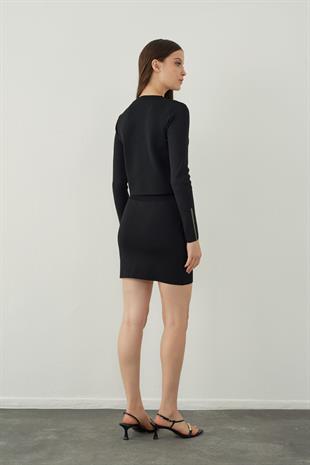 Crew neck knitted blouse with print detail