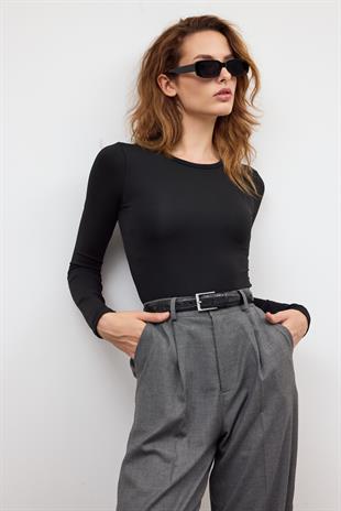 Siyah BİSİKLET YAKA BASİC BODY