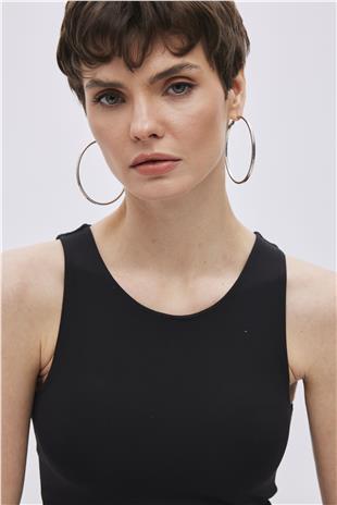 Black Crew Neck Crop Singlet