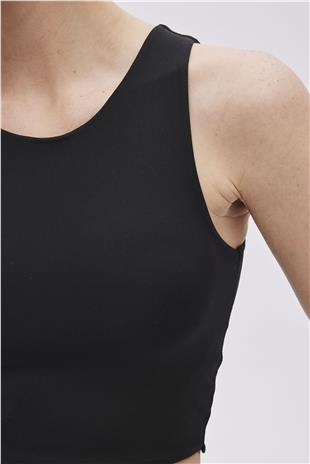 Black Crew Neck Crop Singlet