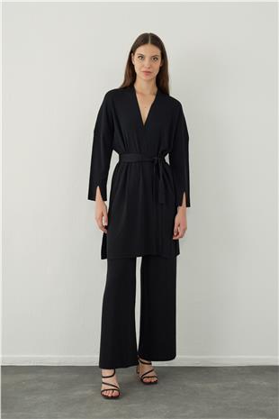 Straight cut basic knitted trousers