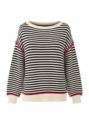 Siyah Çizgili Oversize Kazak