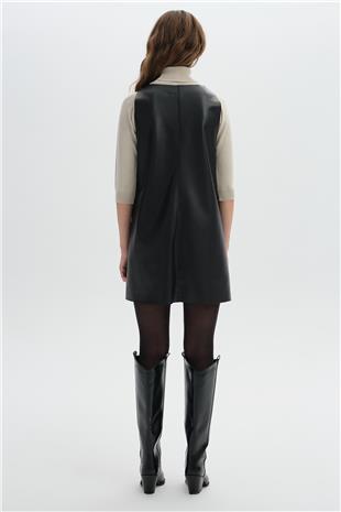 Siyah Deri Elbise