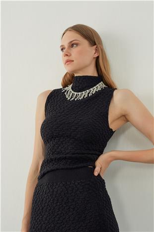 High neck knitted blouse