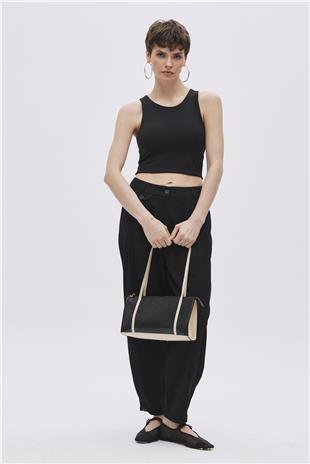 Black Button Detailed High Waist Trousers