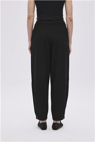 Black Button Detailed High Waist Trousers