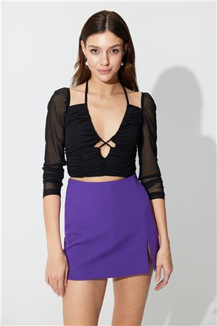 Black Chest Decollete  Zipper Bustier SS23CT4731Sİ