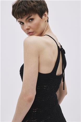 Black Halter Neck Midi Knitwear Dress