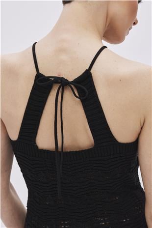 Black Halter Neck Midi Knitwear Dress