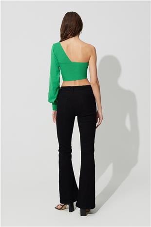 Black High Waist Flared pants Jean SS23JP4743Sİ