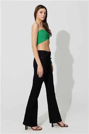 Black High Waist Flared pants Jean SS23JP4743Sİ