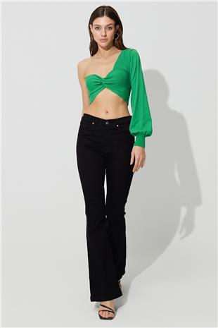 Black High Waist Flared pants Jean SS23JP4743Sİ