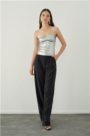 Heart Shaped Neck Knitted Bustier Top