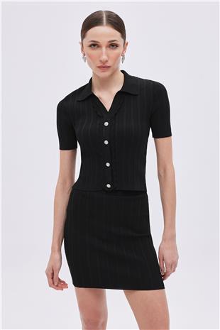 Black Mini Knitwear Skirt