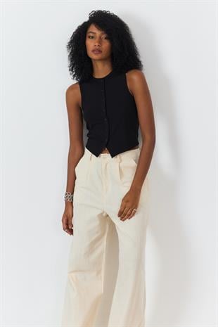 Siyah Önü Düğmeli Bluz