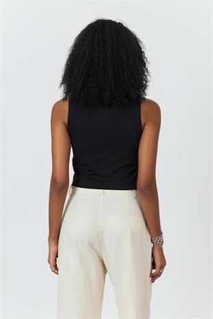 Siyah Önü Düğmeli Bluz