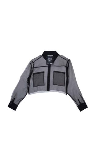 Siyah Organze Crop Gömlek