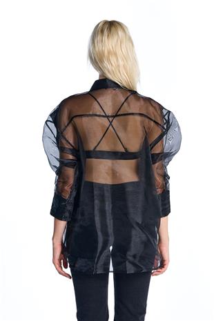 Siyah Organze Poplin Gömlek