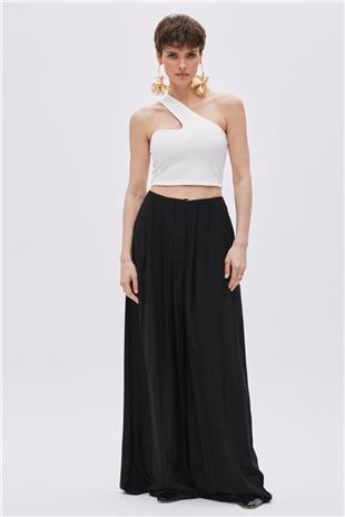 Black Pleated Skirt Look Trousers