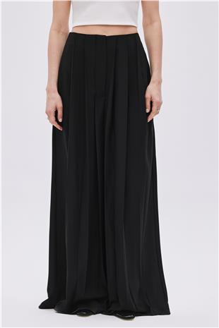 Black Pleated Skirt Look Trousers