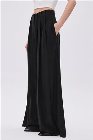 Black Pleated Skirt Look Trousers