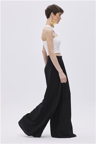 Black Pleated Skirt Look Trousers