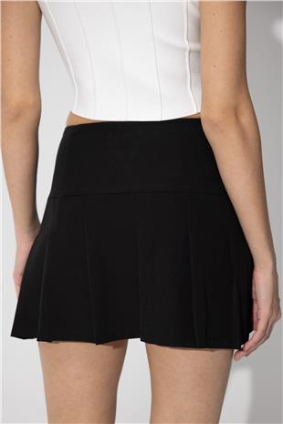 Black Pleated Mini Skirt SS23S4727Sİ