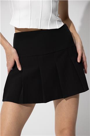 Black Pleated Mini Skirt SS23S4727Sİ