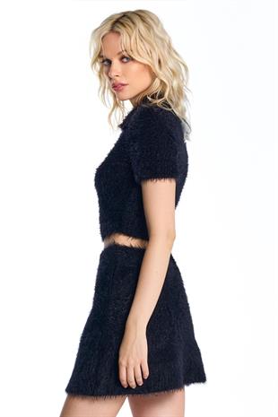 SİYAH POLO YAKA KISA KOLLU KAZAK