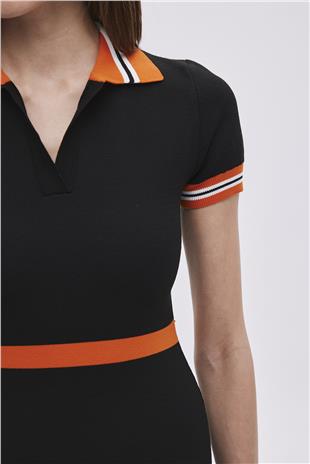 Black Polo Neck Straight Fit Knitwear Dress