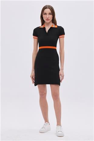 Black Polo Neck Straight Fit Knitwear Dress