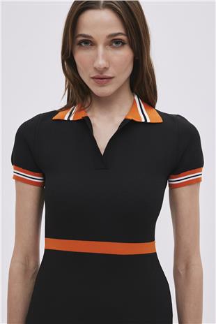Black Polo Neck Straight Fit Knitwear Dress