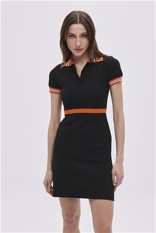 Black Polo Neck Straight Fit Knitwear Dress