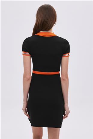 Black Polo Neck Straight Fit Knitwear Dress