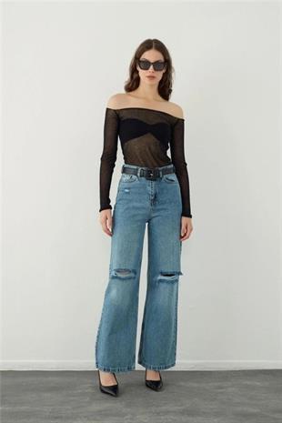  Transparent inner and outer knitted blouse