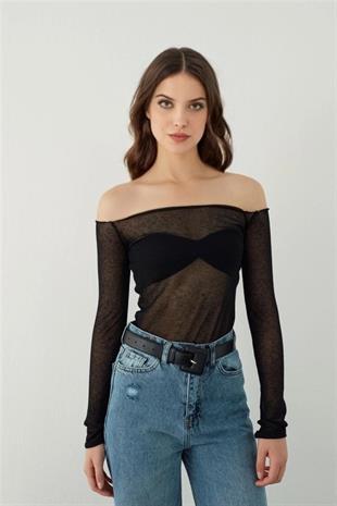  Transparent inner and outer knitted blouse