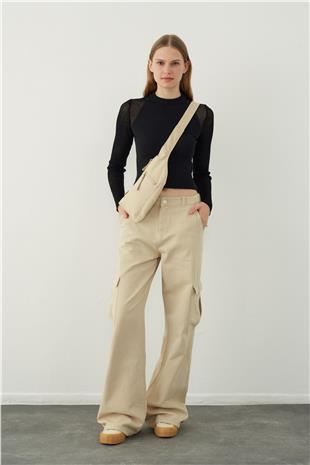 Ribbed knit blouse with transparent sleeves