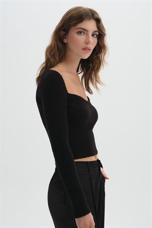 Siyah Uzun Kollu Triko Kazak