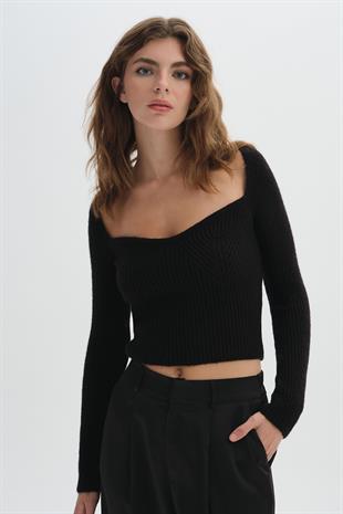 Siyah Uzun Kollu Triko Kazak