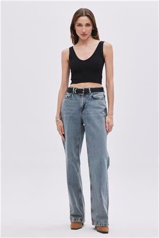 Black V Neck Crop Singlet